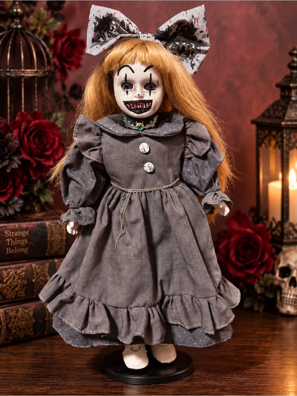 Terrifier art the clown girl inspired ooak halloween creepy horror doll